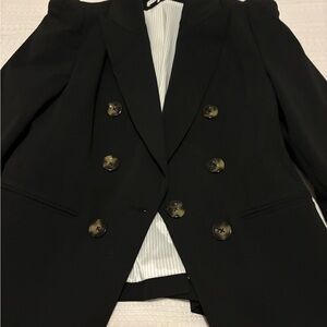 Veronica Beard Black Blazer with Striped Lining